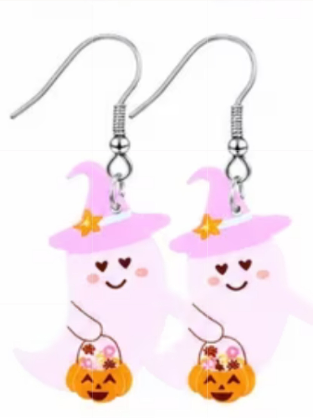 NWT Cute Pink Ghost Witch Kids Earrings - Halloween Accessories NEW